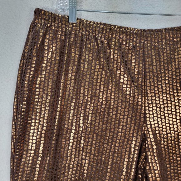 NWT Antthony Bronze Metallic Polka Dot Pull On Slim Skinny Legging Trouser - Picture 3 of 15